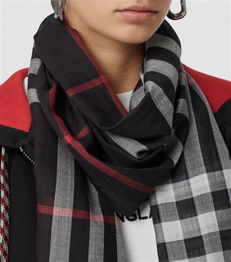 burberry lightweight check wool and silk scarf|burberry check cashmere scarf sale.